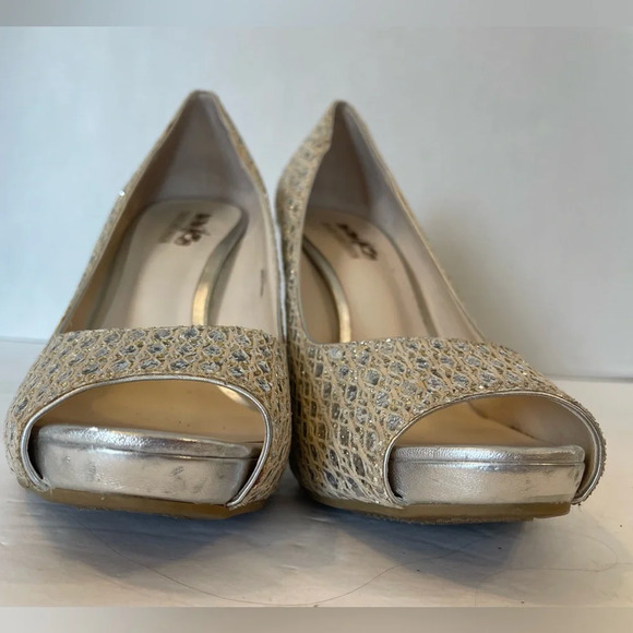 Coach Silver Glitter Peep Toe Stilettos Heels Shoes Size 8 1/2 M - Picture 6 of 12